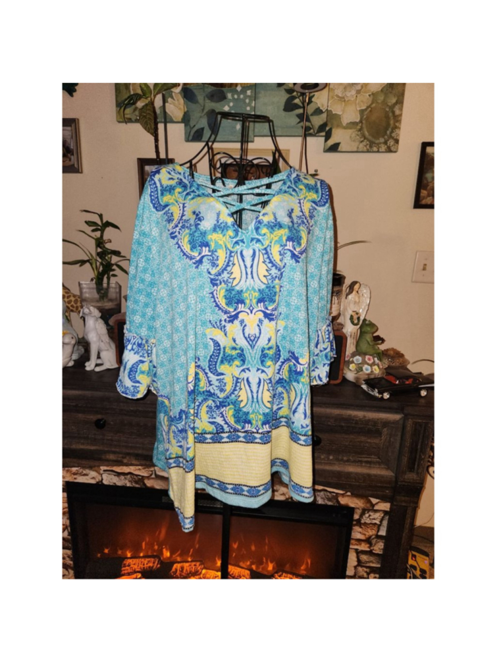 Est. 1946 blue and Yellow short sleeve Tunic Top XL